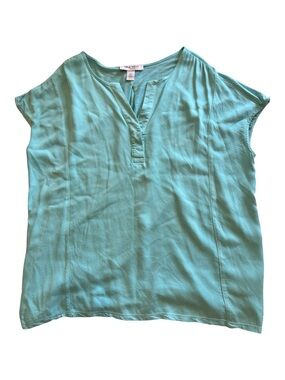 Nine West Women's Teal Blue V-Neck Short Sleeve Lightweight Top - Size Large